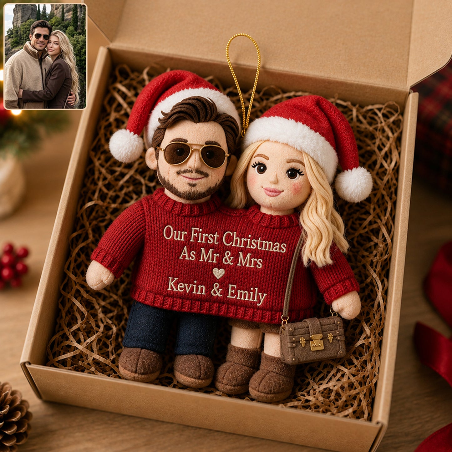 You'll Always Be Stuck With Me - Personalized Couple Plush Ornament