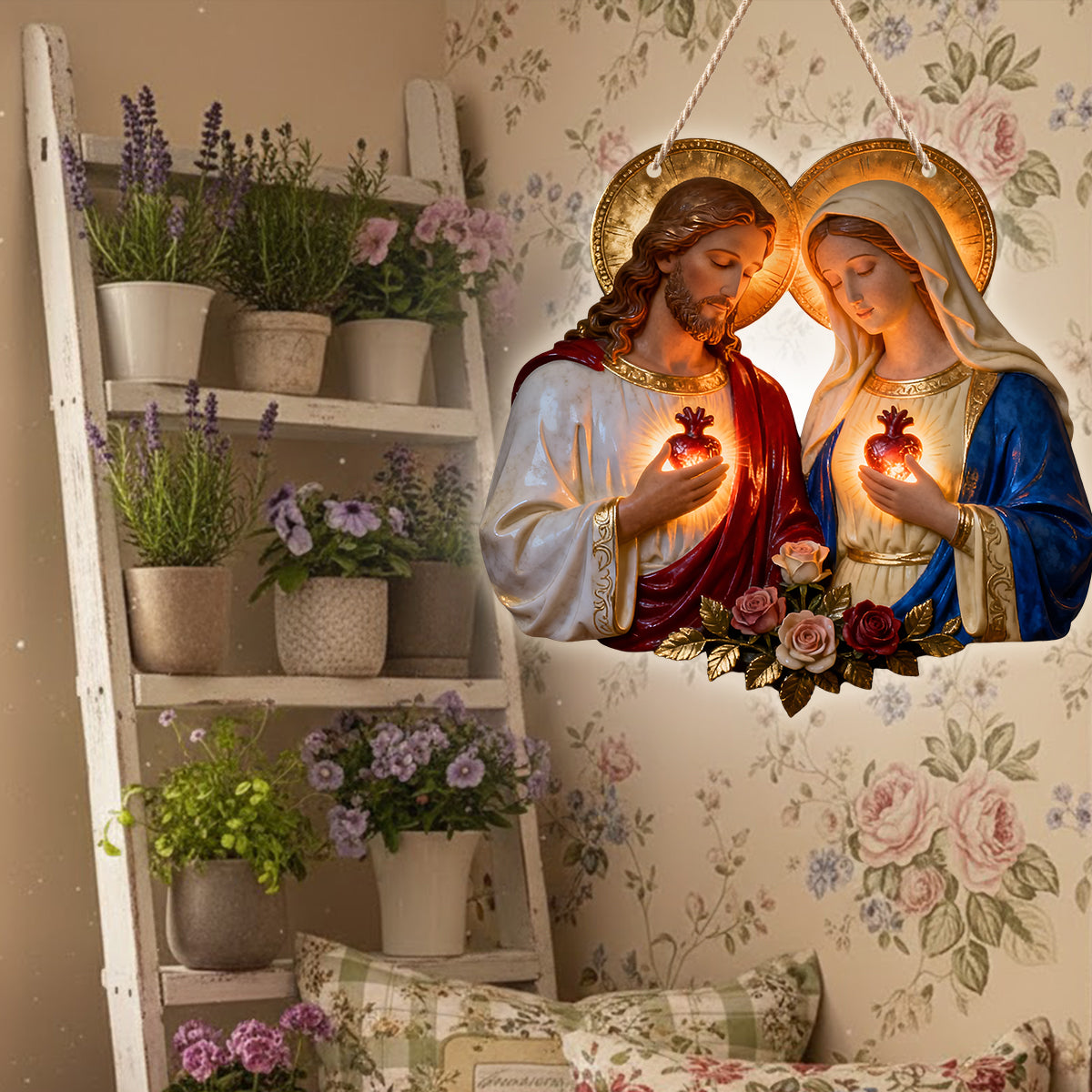 Sacred Hearts Christian - Personalisiertes christliches LED-Licht-Acrylschild