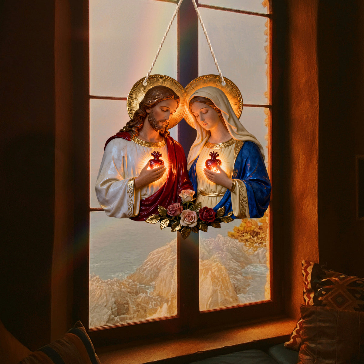 Sacred Hearts Christian - Personalisiertes christliches LED-Licht-Acrylschild