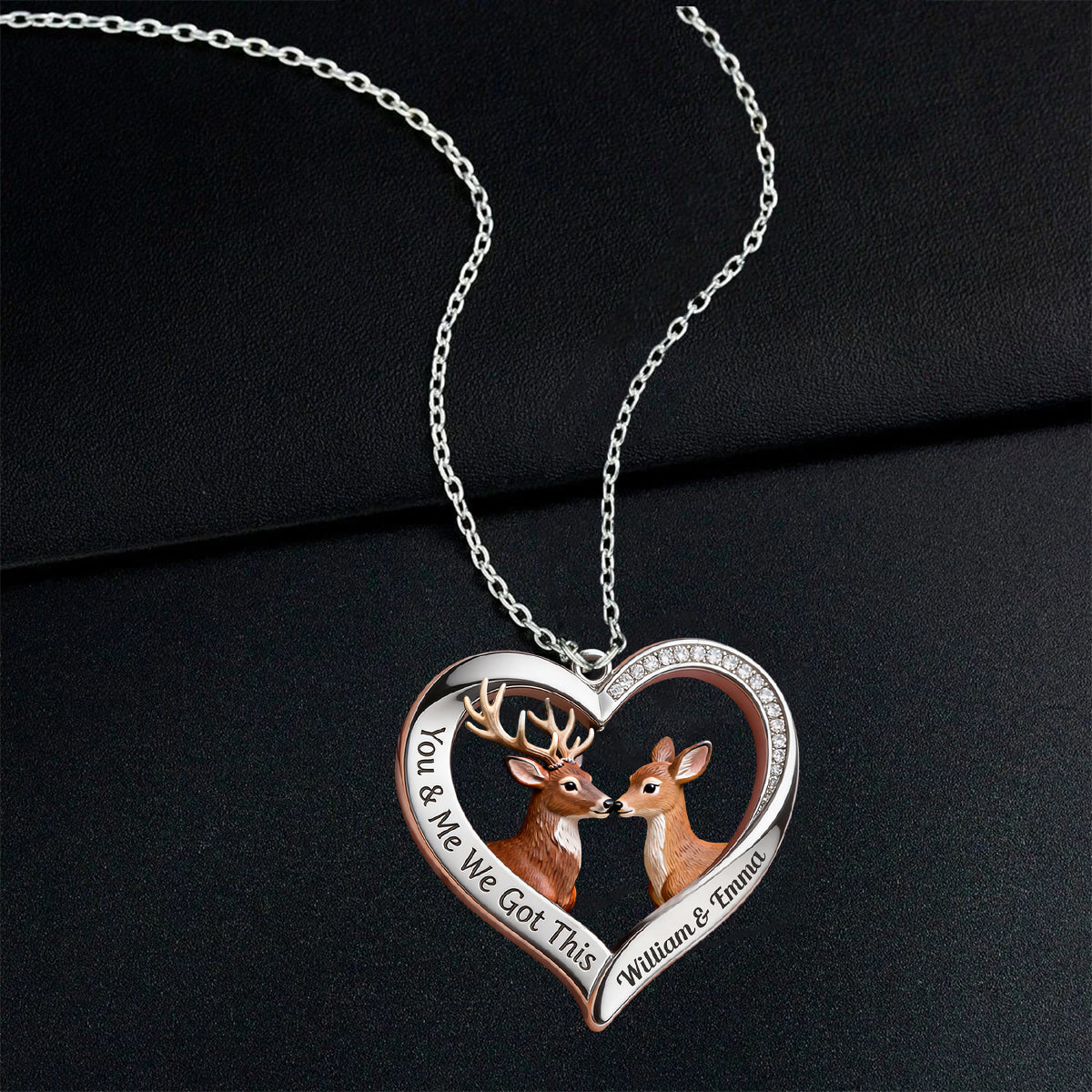 You & Me We Got This - Personalized Hunting Shaped Metal Pendant Necklace
