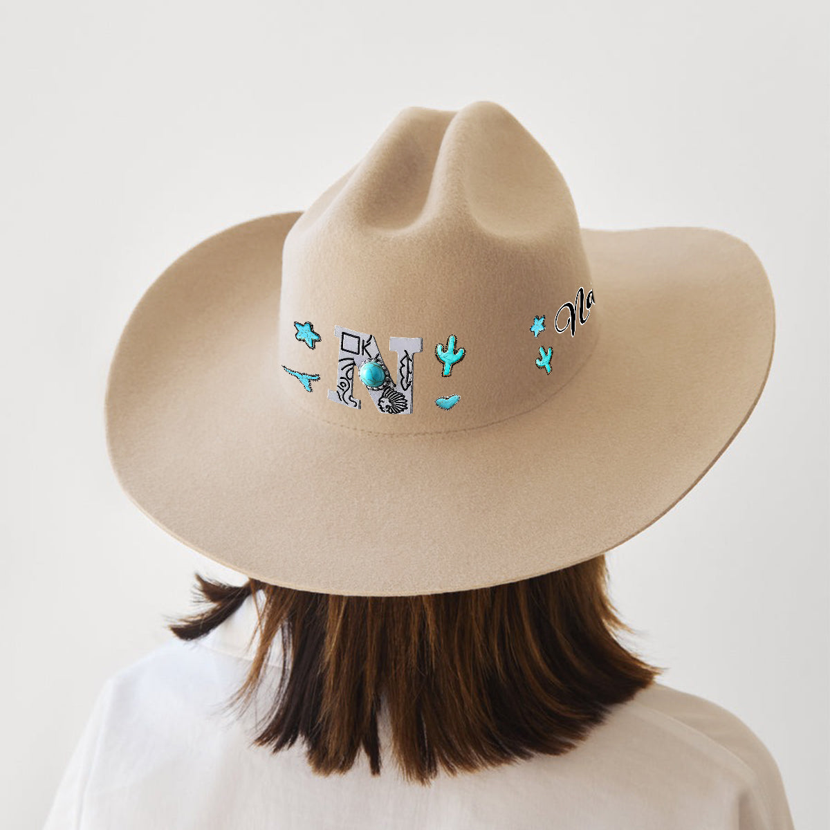 Personalisierter Cowboyhut im Western-Stil mit breitem Krempen