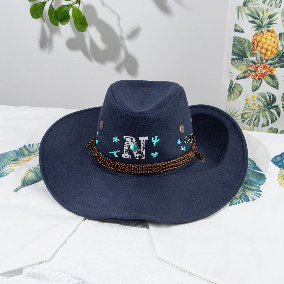 Personalisierter Cowboyhut im Western-Stil mit breitem Krempen