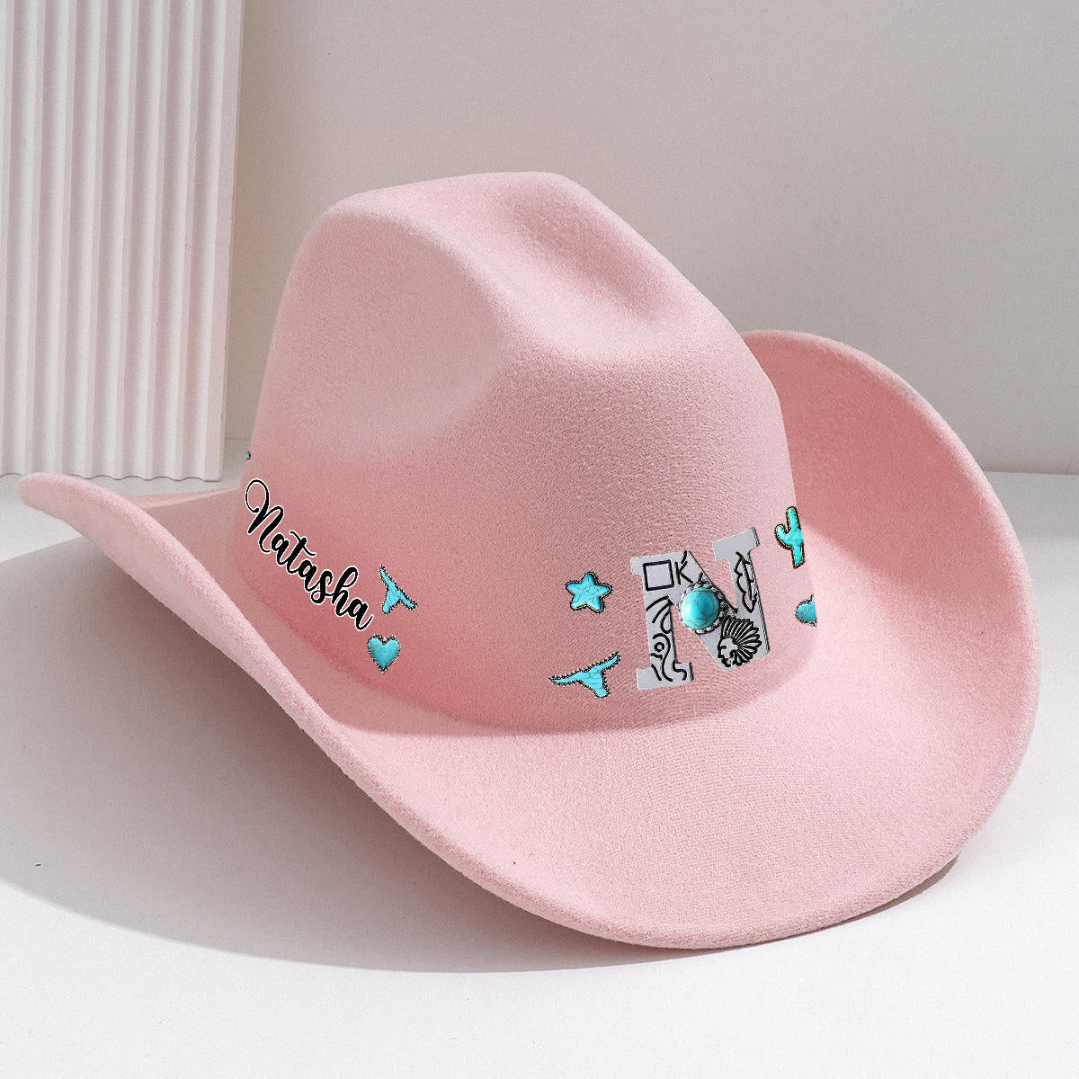 Personalisierter Cowboyhut im Western-Stil mit breitem Krempen