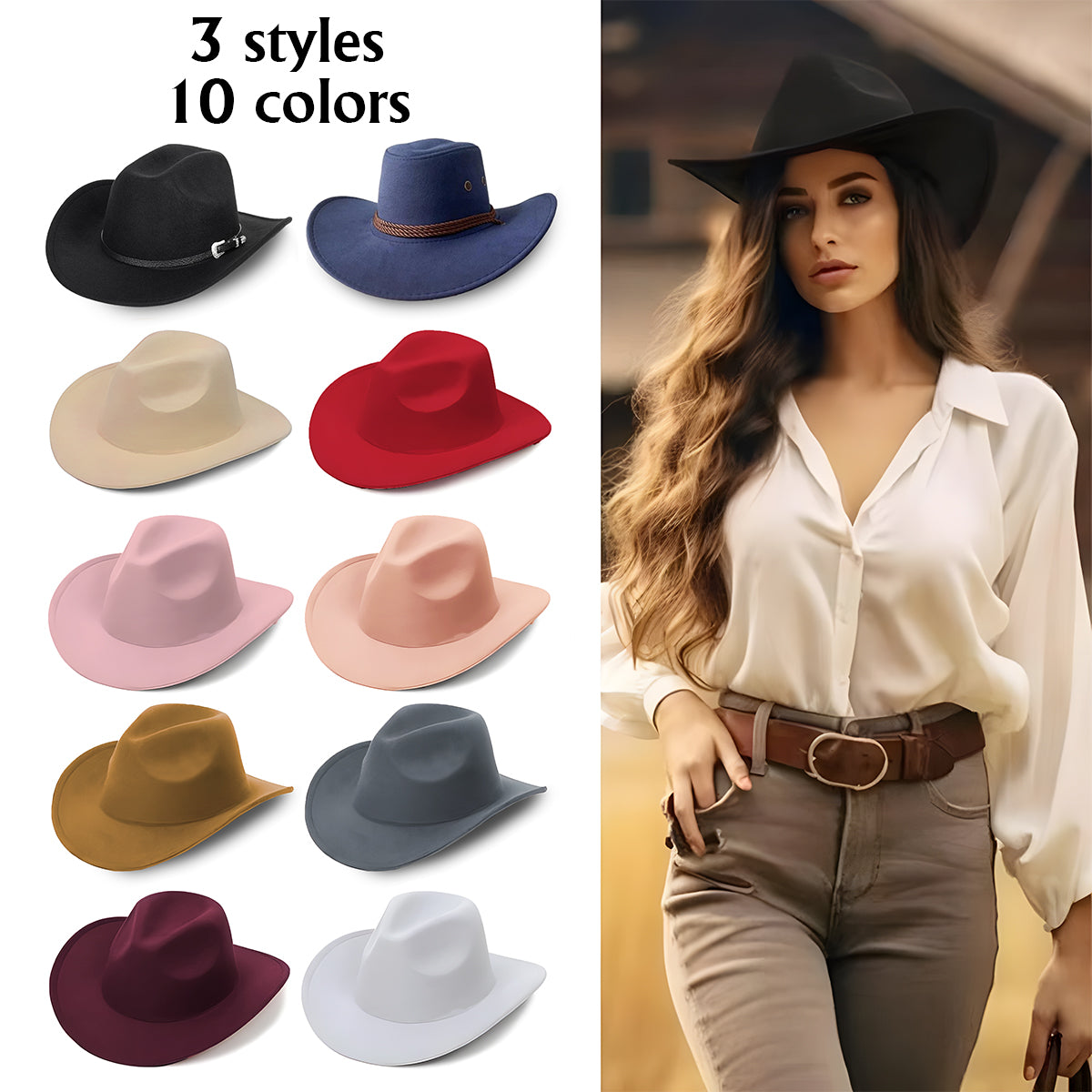 Personalisierter Cowboyhut im Western-Stil mit breitem Krempen