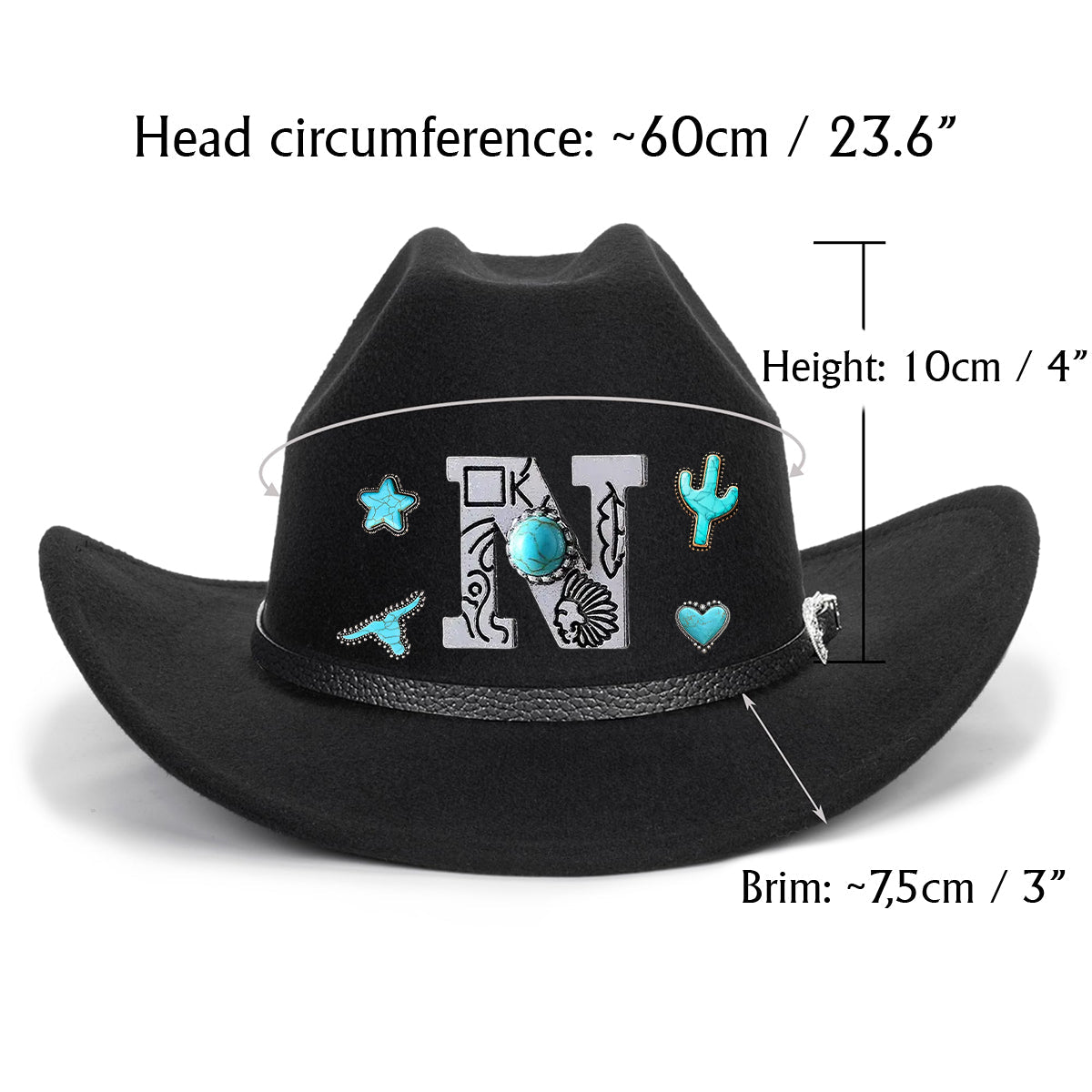 Personalisierter Cowboyhut im Western-Stil mit breitem Krempen