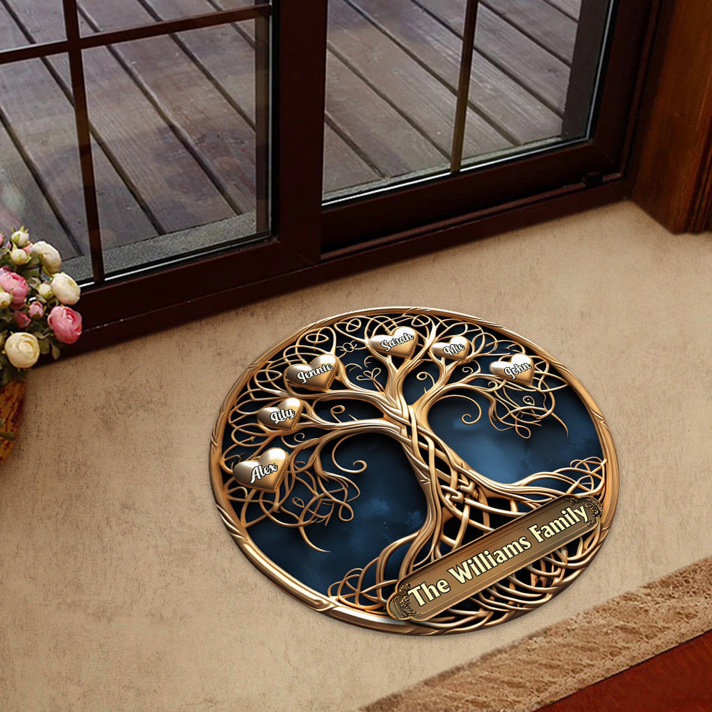 Hier wächst die Liebe – personalisierte Fußmatte in Familienform