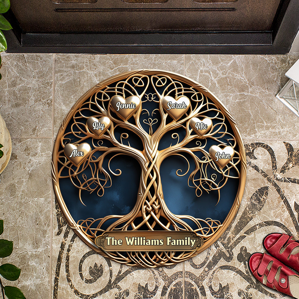 Hier wächst die Liebe – personalisierte Fußmatte in Familienform