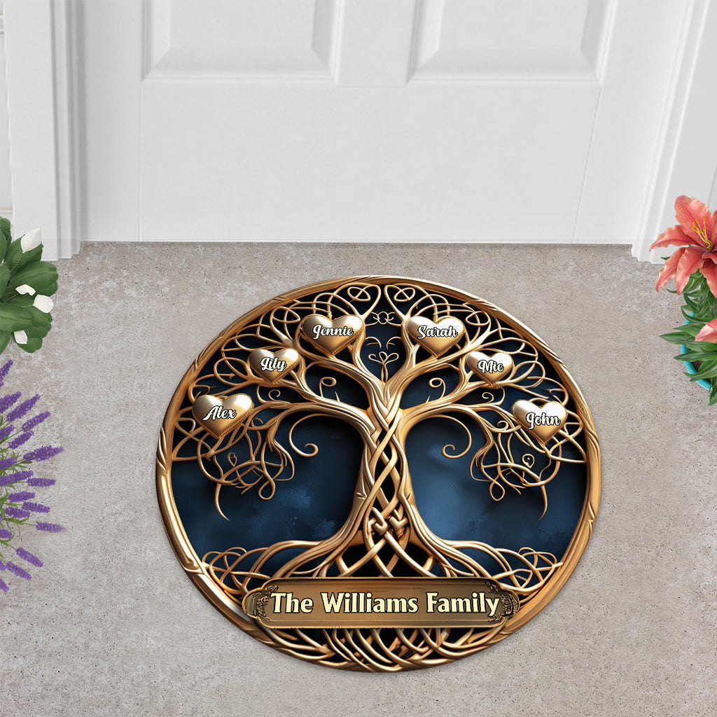 Hier wächst die Liebe – personalisierte Fußmatte in Familienform