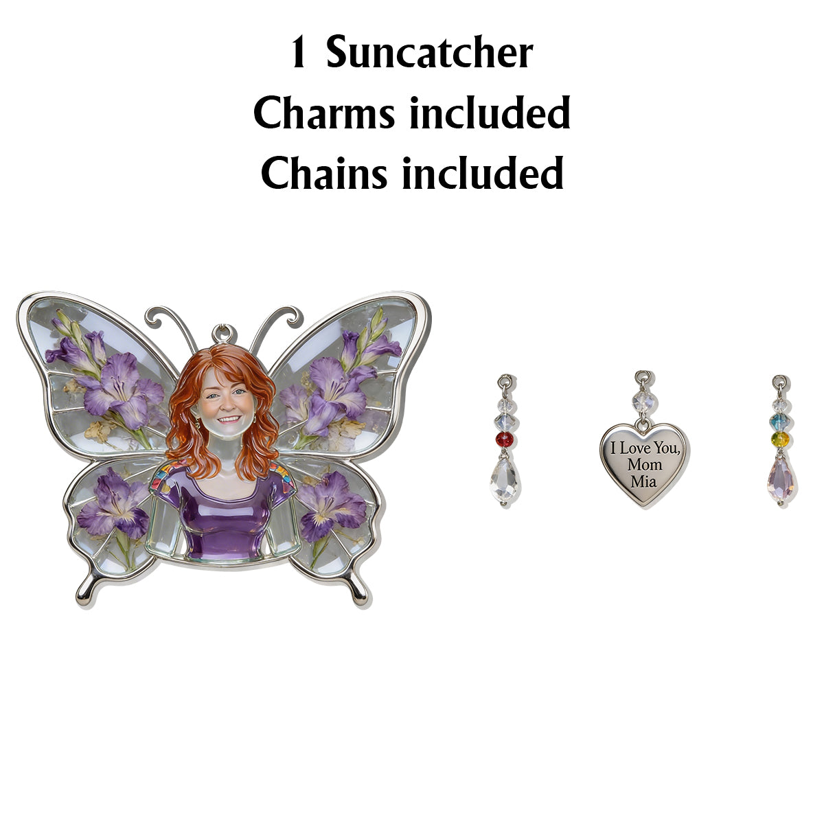 Best Mom Ever - Personalized Mother Window Hanging Suncatcher With Custom Charms