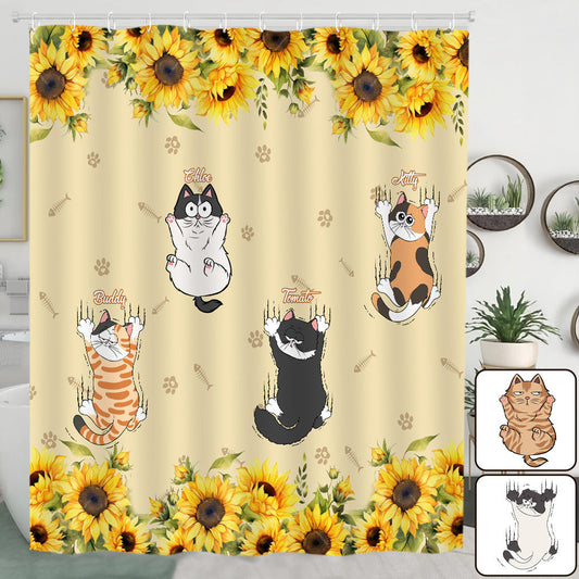 Niedliche Katzen – personalisierter Duschvorhang mit Katzenmotiv