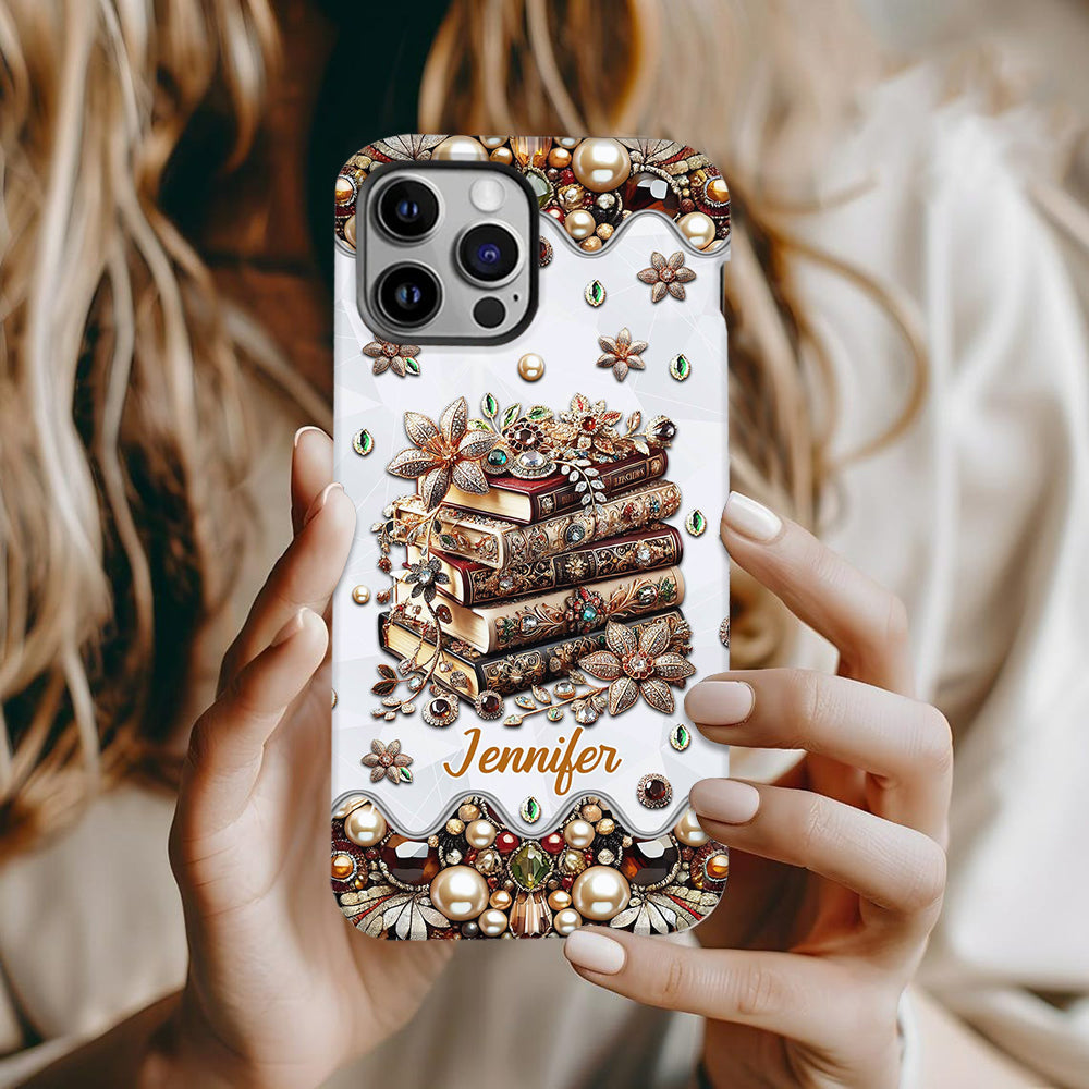 Einfach ein Mädchen, das Bücher liebt – personalisierte Handyhülle mit Buchmotiv