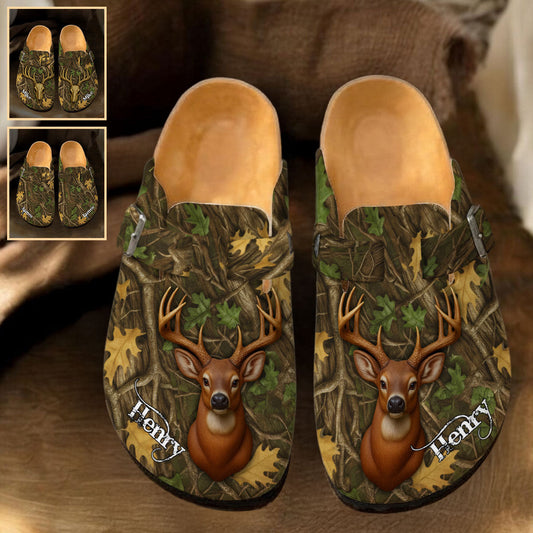 Hirschjagd, Baum-Tarnmuster, Geschenke für Jäger – Personalisierte Jagdclogs mit Fußgewölbeunterstützung