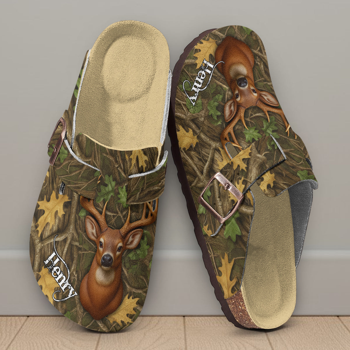 Deer Hunting, Tree Camo Pattern, Hunter Gifts - Personalized Hunting Clogs With Arch Support