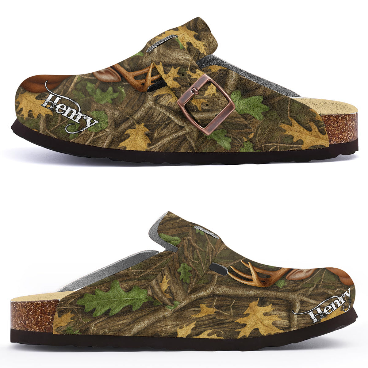 Deer Hunting, Tree Camo Pattern, Hunter Gifts - Personalized Hunting Clogs With Arch Support