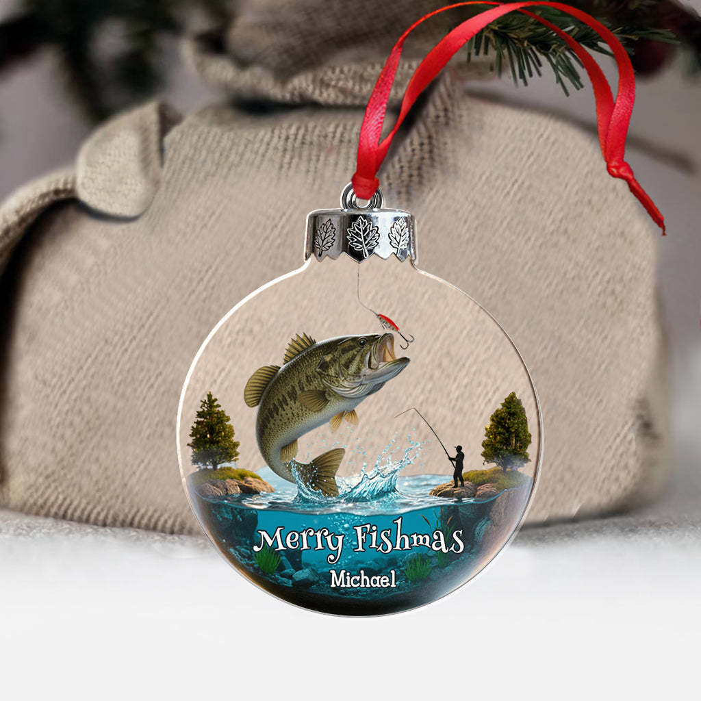 Fröhliche Fischweihnachten – Personalisierter transparenter Angelschmuck