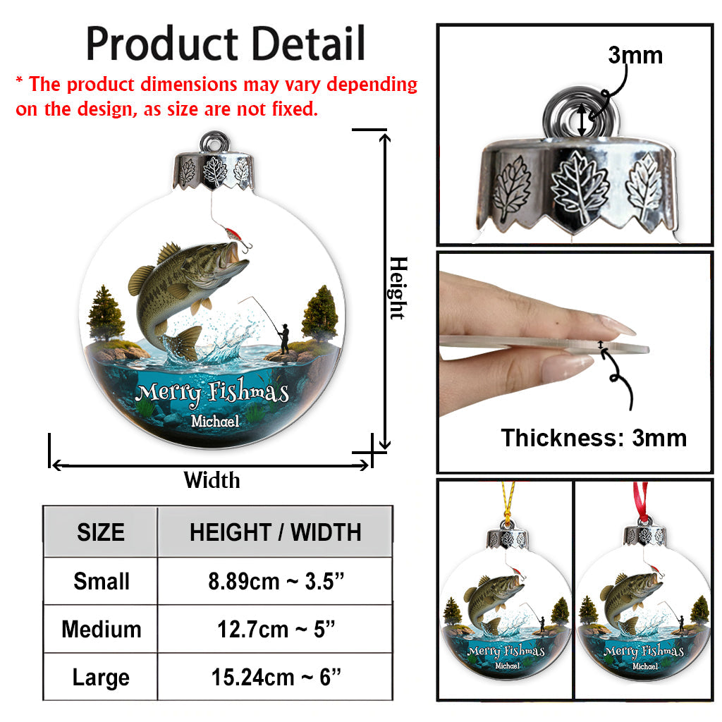 Fröhliche Fischweihnachten – Personalisierter transparenter Angelschmuck
