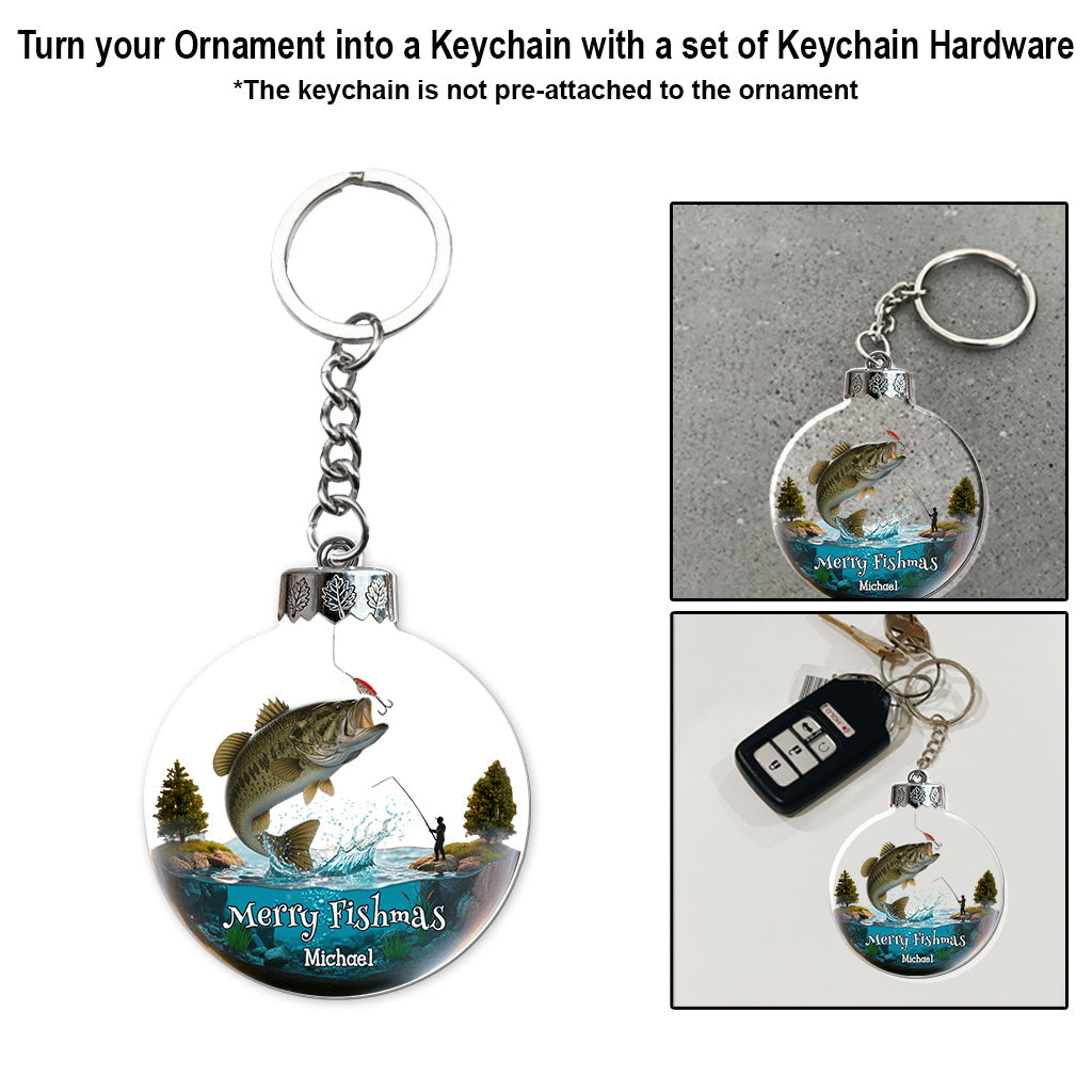 Fröhliche Fischweihnachten – Personalisierter transparenter Angelschmuck