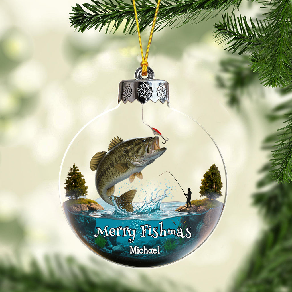 Fröhliche Fischweihnachten – Personalisierter transparenter Angelschmuck
