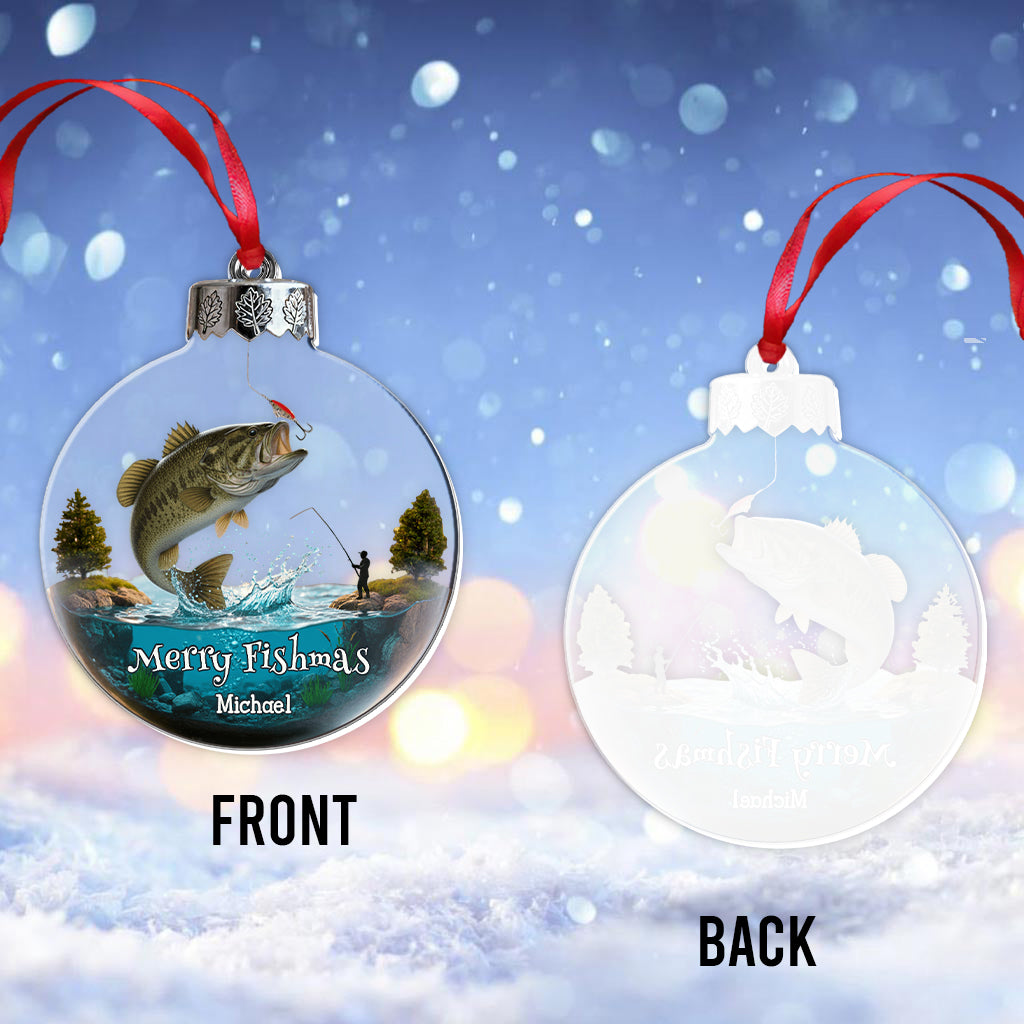 Fröhliche Fischweihnachten – Personalisierter transparenter Angelschmuck
