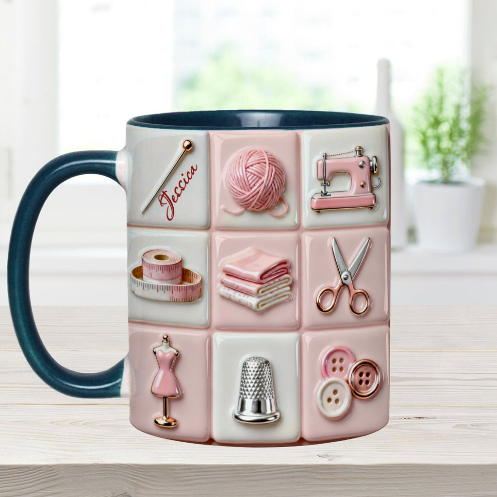 Love Sewing Pink - Personalized Sewing Accent Mug