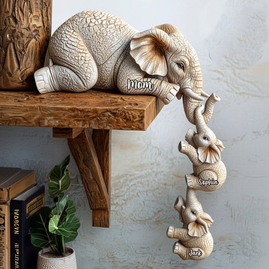 Elefantenmutterschaft – Personalisierte Acrylplakette in Elefantenform
