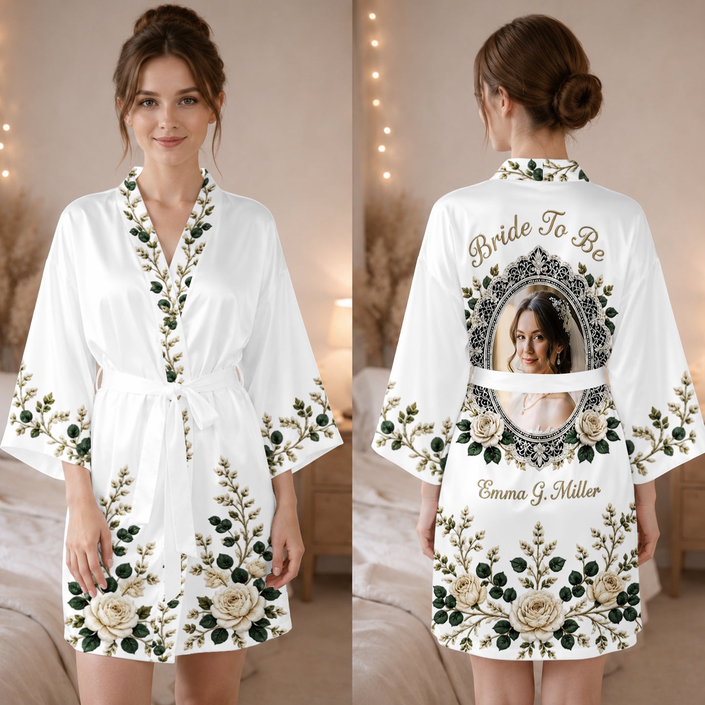 Any Photo Bride To Be Initial - Personalized wedding Satin Robe