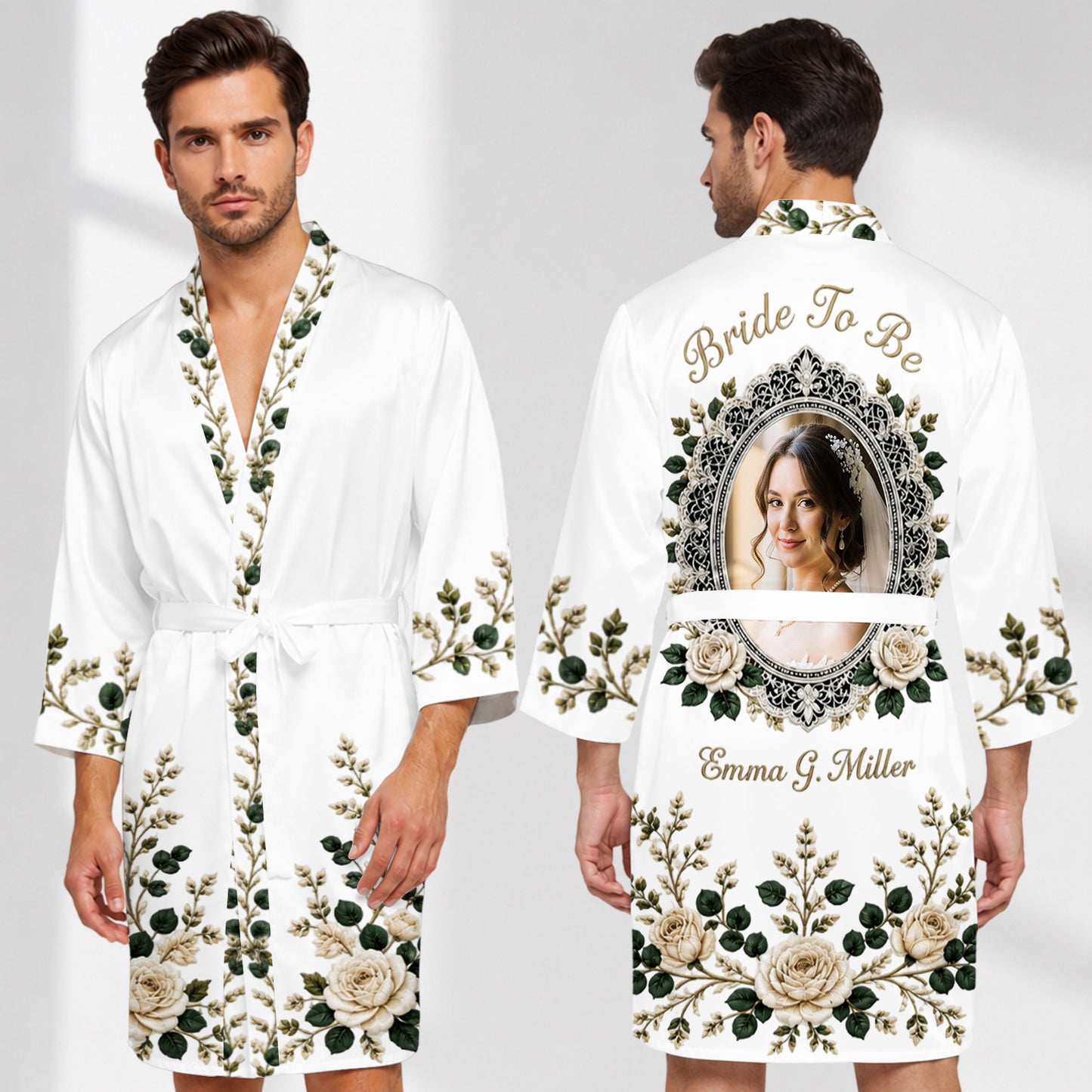 Any Photo Bride To Be Initial - Personalized wedding Satin Robe