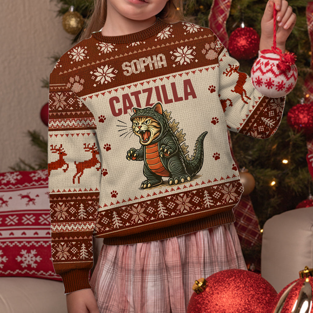 Sarcastic Cat Xmas - Personalized Cat Ugly Sweater