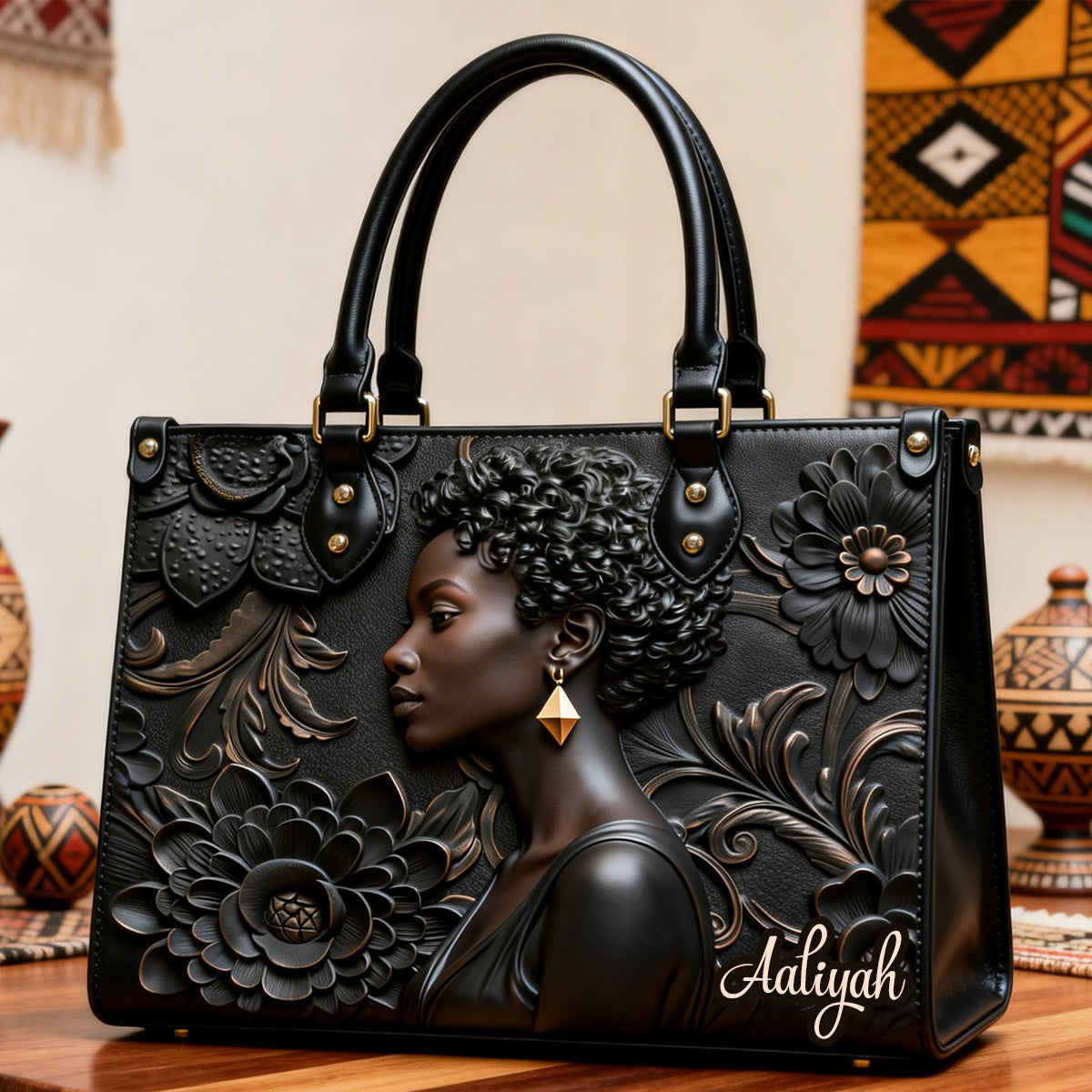 Stolz auf die schwarze Geschichte – personalisierte afroamerikanische Lederhandtasche