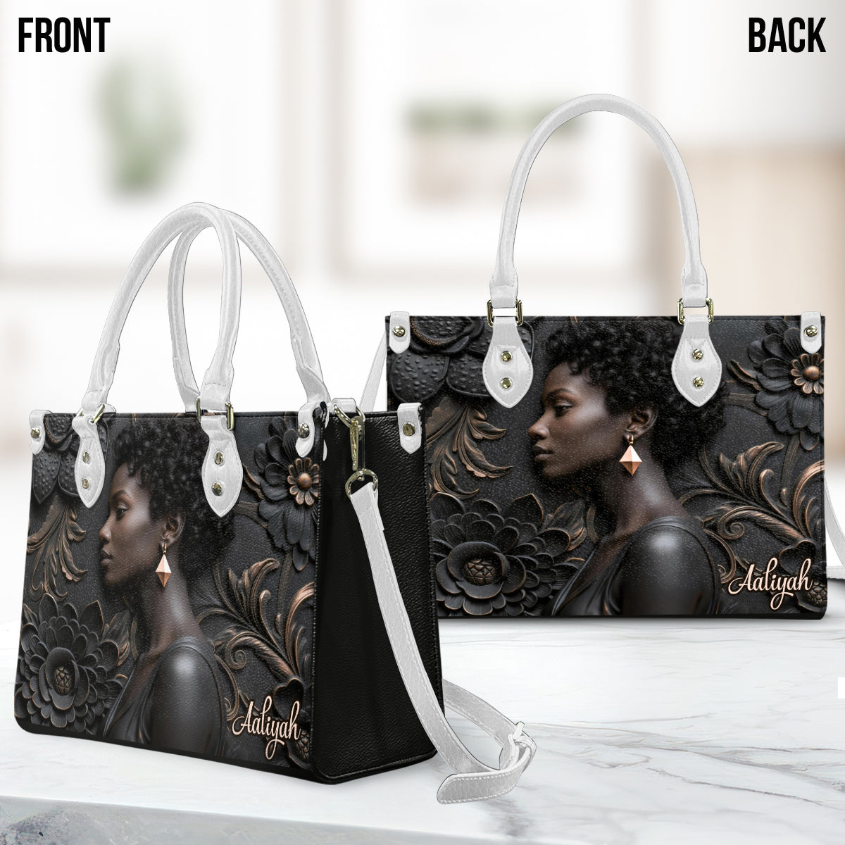 Stolz auf die schwarze Geschichte – personalisierte afroamerikanische Lederhandtasche