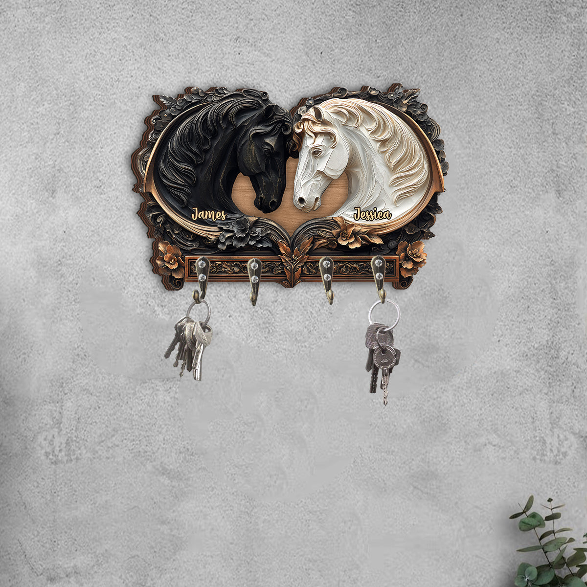 „Du und ich, wir schaffen das“ – Personalisierter Schlüsselanhänger in Pferdeform