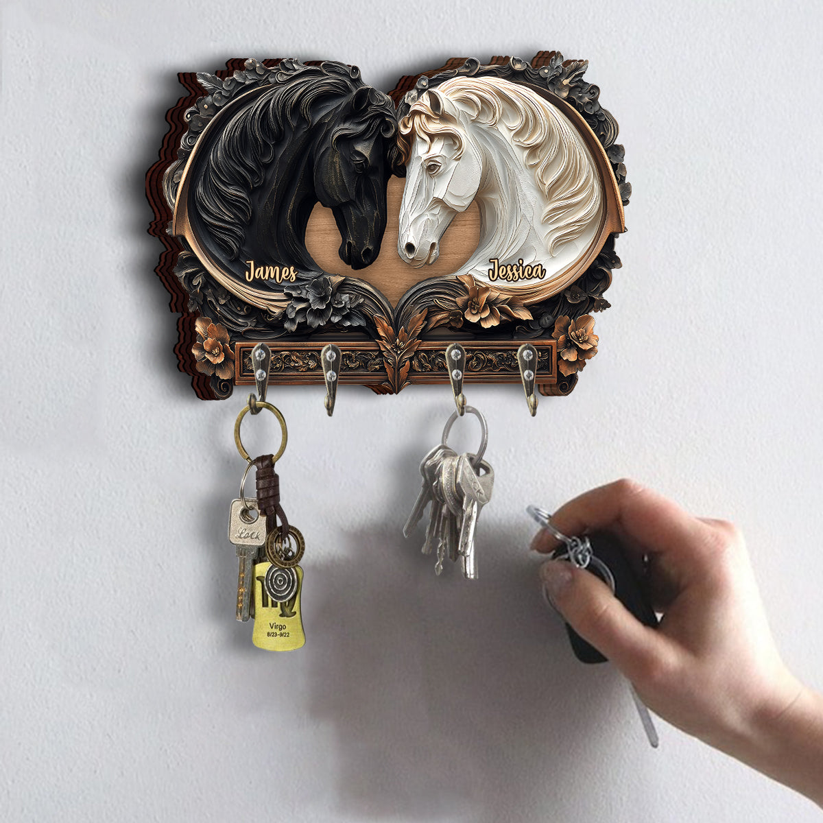 „Du und ich, wir schaffen das“ – Personalisierter Schlüsselanhänger in Pferdeform