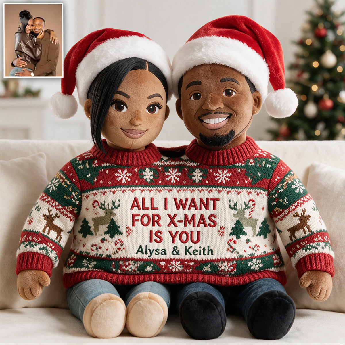 Stuck With You - Personalized Couple Premium Faux Fur Pillow