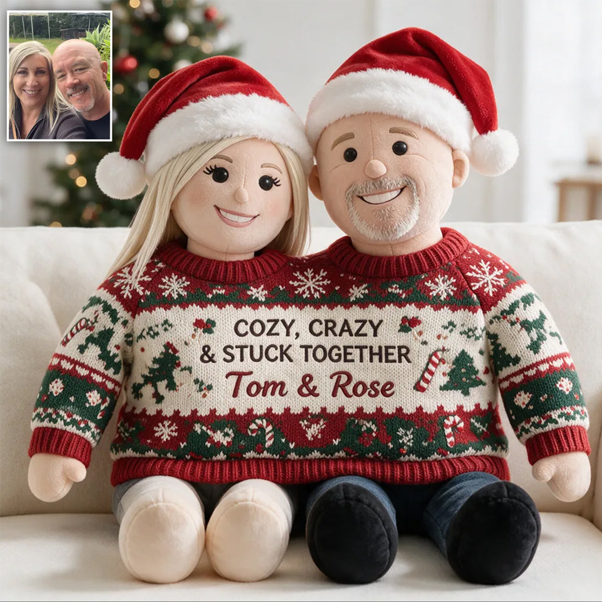 Stuck With You - Personalized Couple Premium Faux Fur Pillow