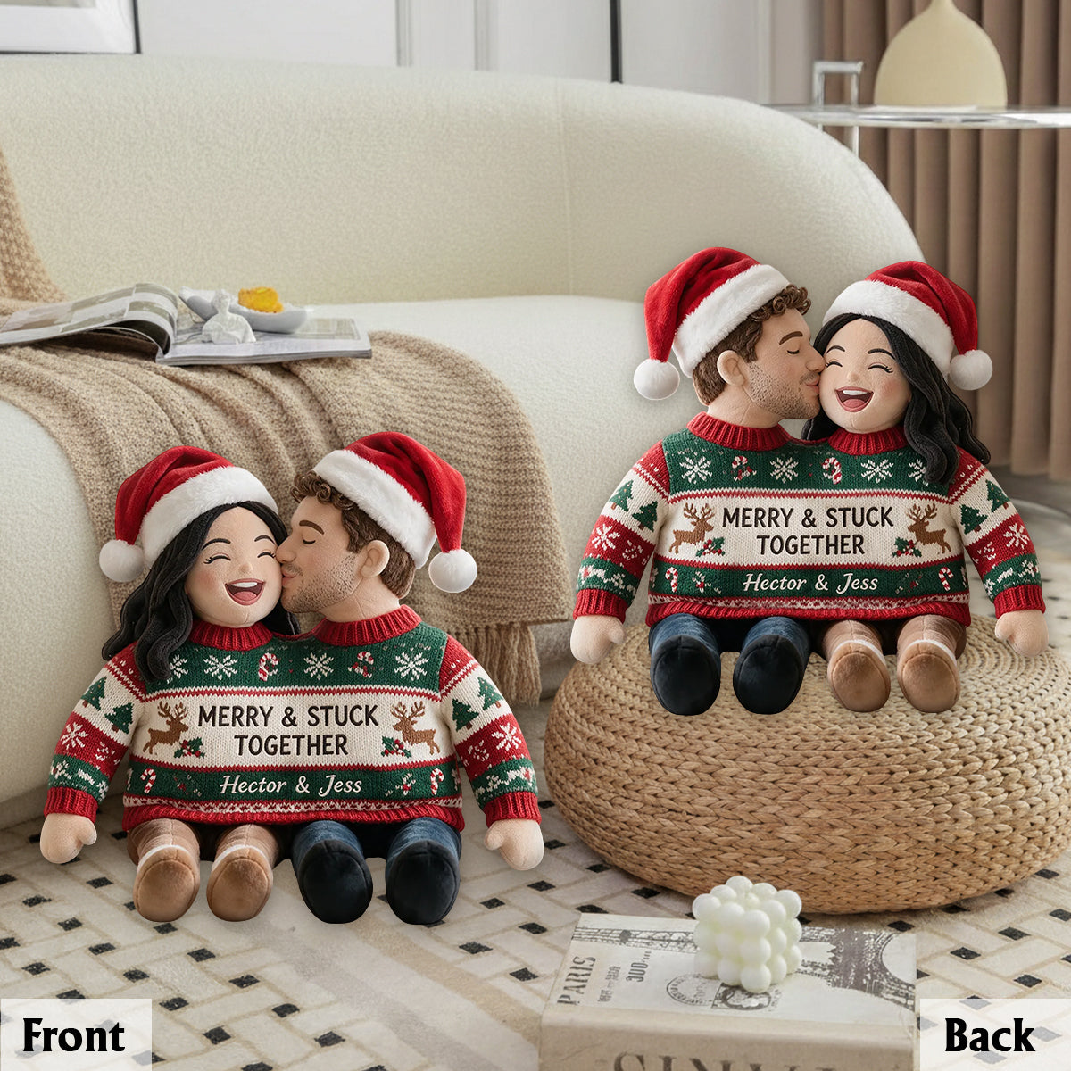 Stuck With You - Personalized Couple Premium Faux Fur Pillow