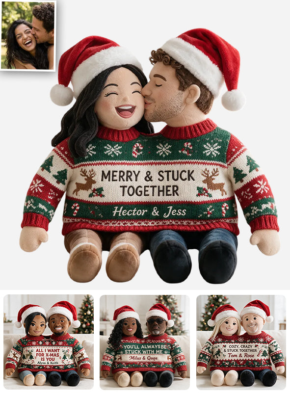 Stuck With You - Personalized Couple Premium Faux Fur Pillow