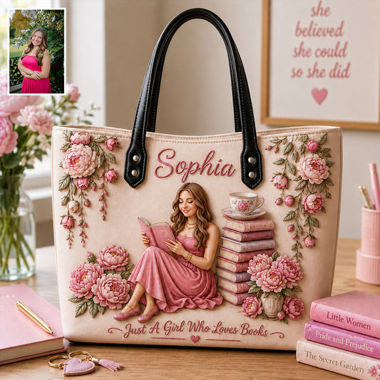 Any Photo Love Books - Personalized Book Leather Bag