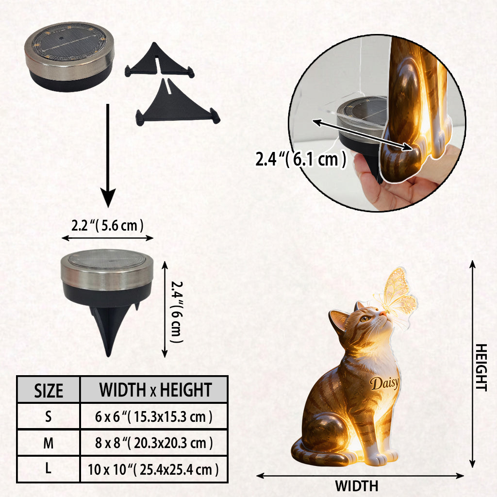 Katze und Schmetterling - Personalisierte Solar-Acrylleuchte