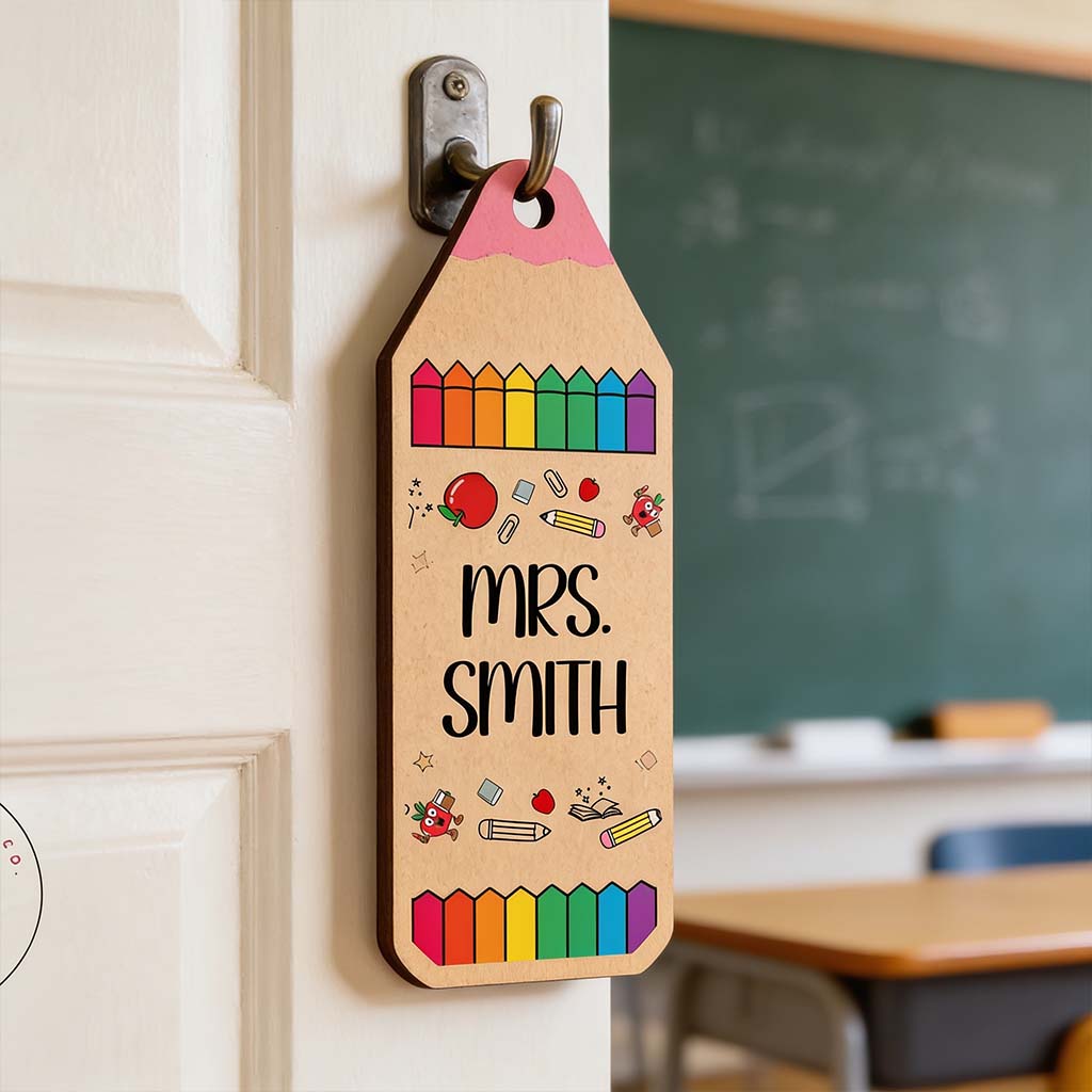 Personalisierter Lehrer Türhänger - Individuell gestaltetes Holzschild