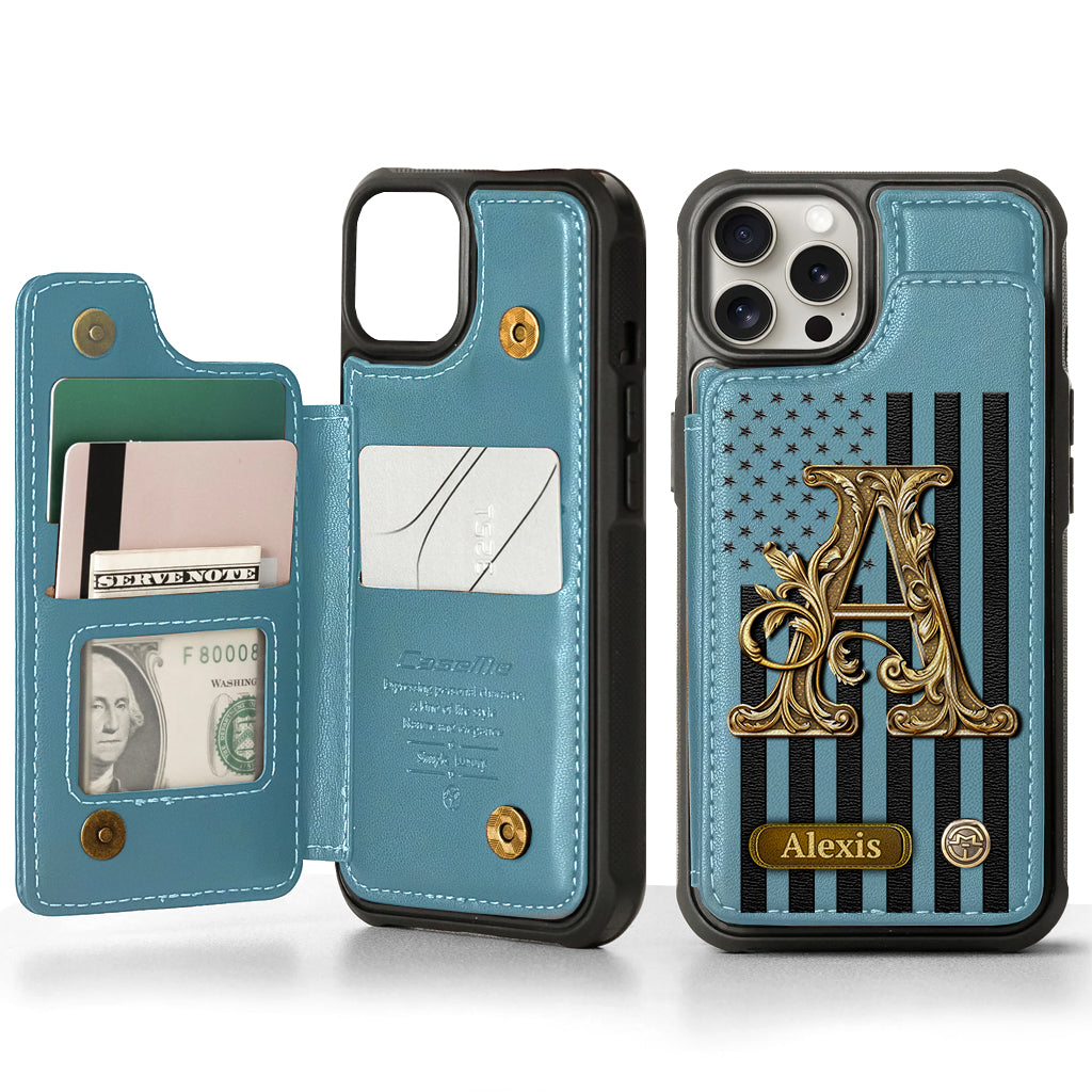 Initial Gift For Him, Gift For Man,... - Personalized Wallet Phone Case