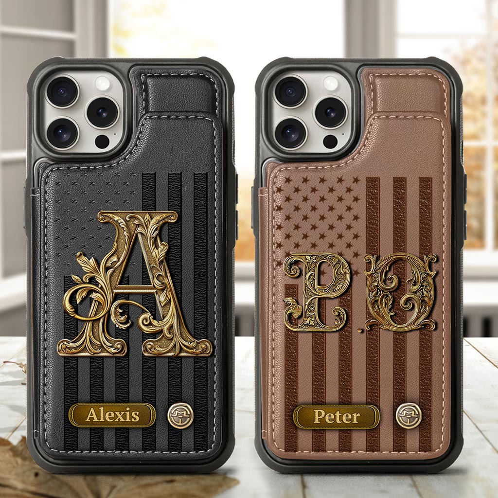 Initial Gift For Him, Gift For Man,... - Personalized Wallet Phone Case