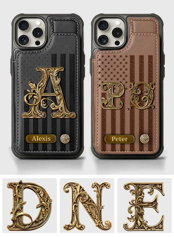 Initial Gift For Him, Gift For Man,... - Personalized Wallet Phone Case