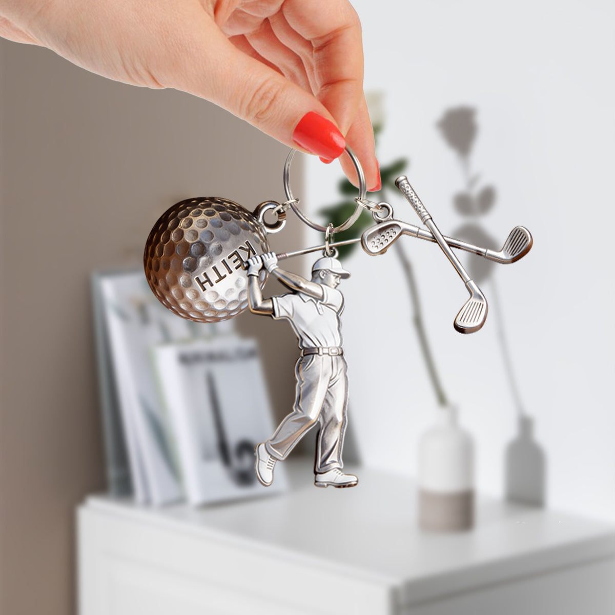Golfliebhaber – Personalisierter Golf-Schlüsselanhänger mit Anhängern