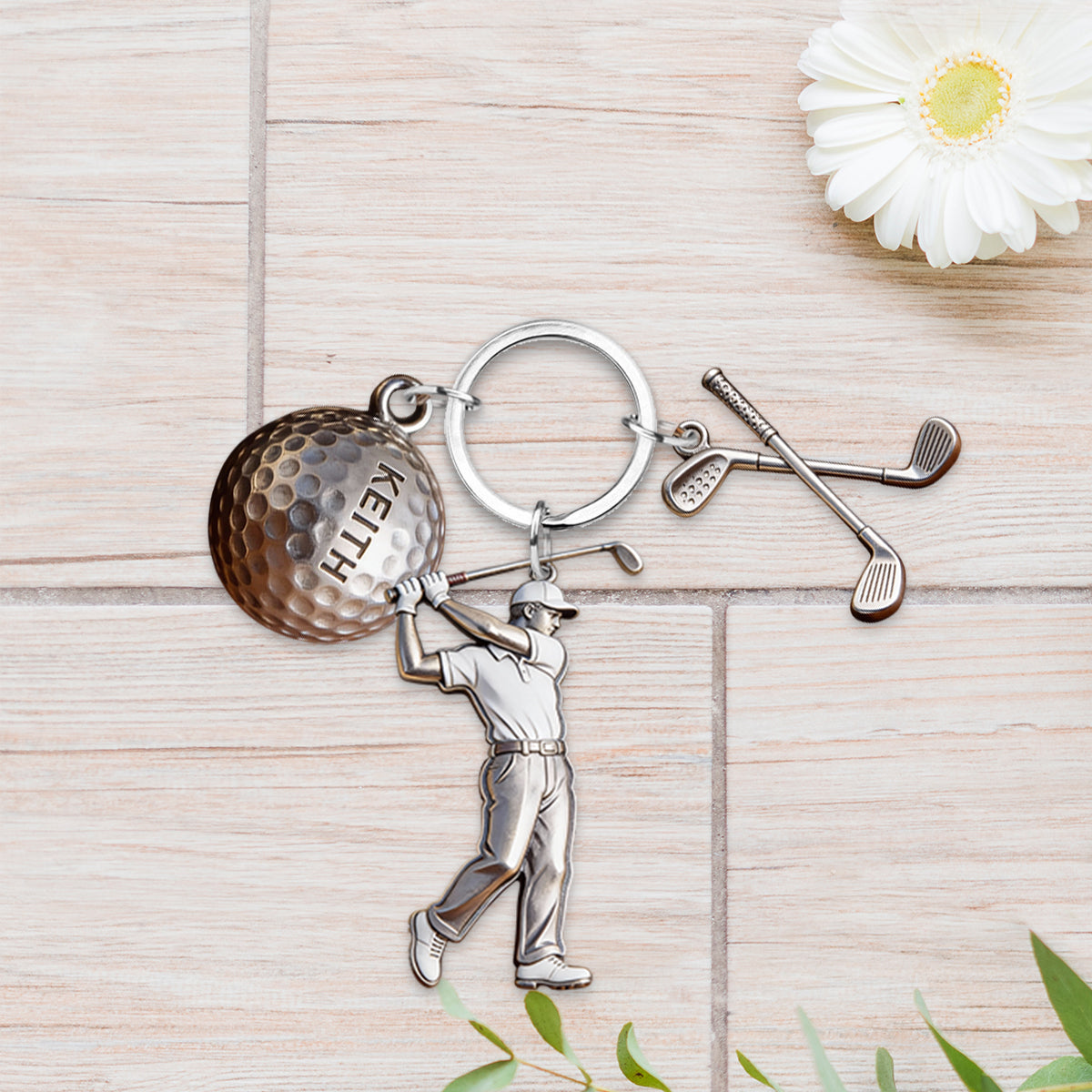 Golfliebhaber – Personalisierter Golf-Schlüsselanhänger mit Anhängern