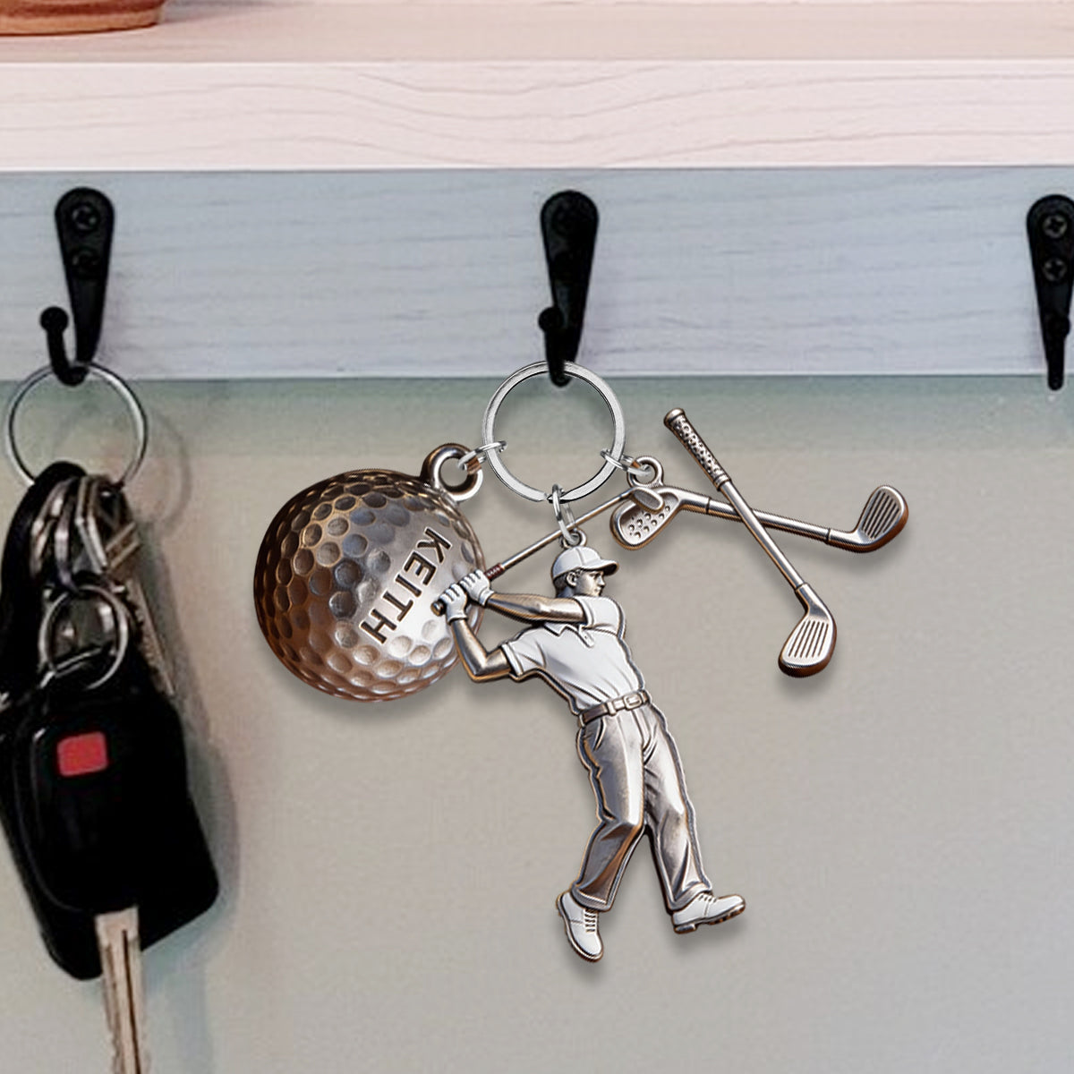 Golfliebhaber – Personalisierter Golf-Schlüsselanhänger mit Anhängern