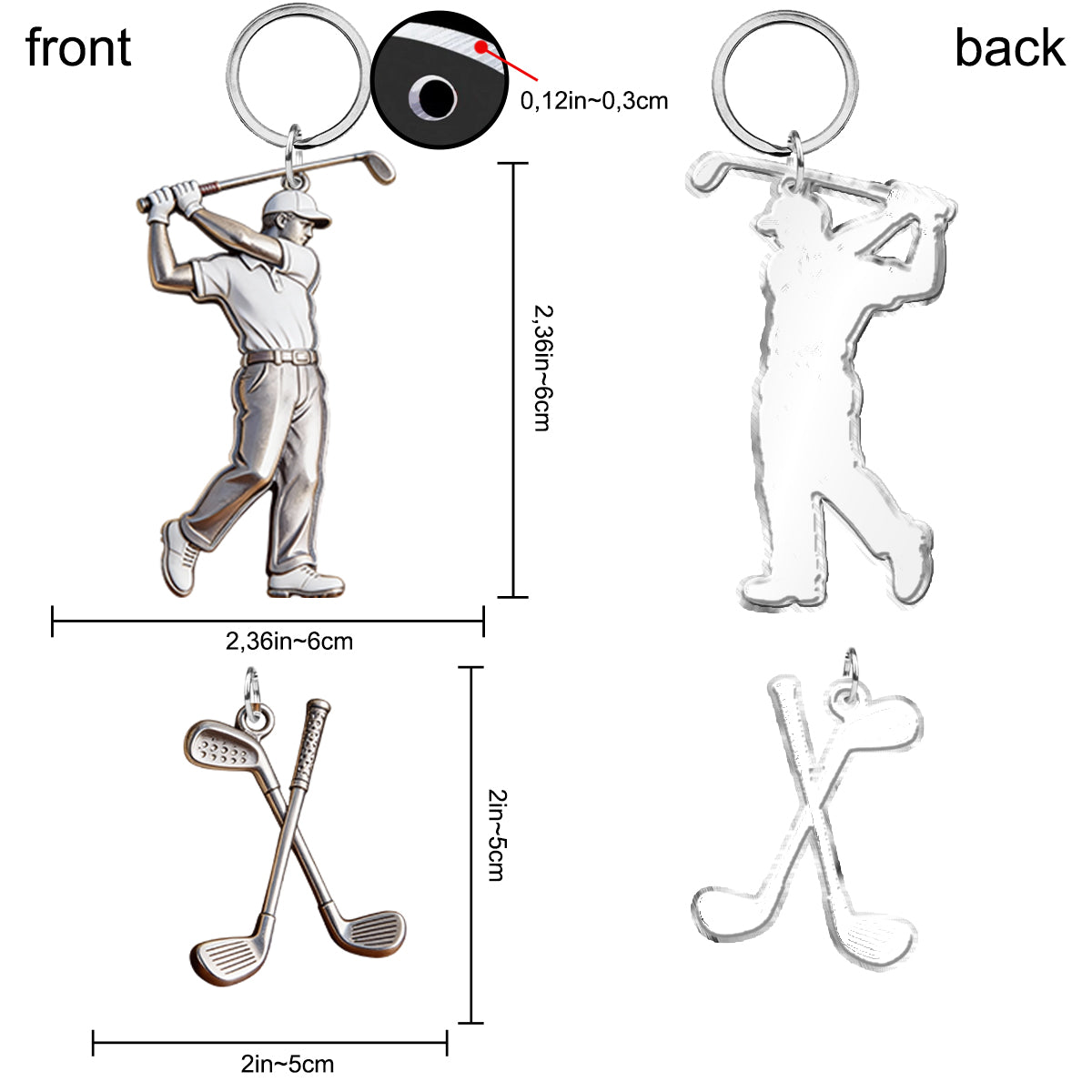 Golfliebhaber – Personalisierter Golf-Schlüsselanhänger mit Anhängern