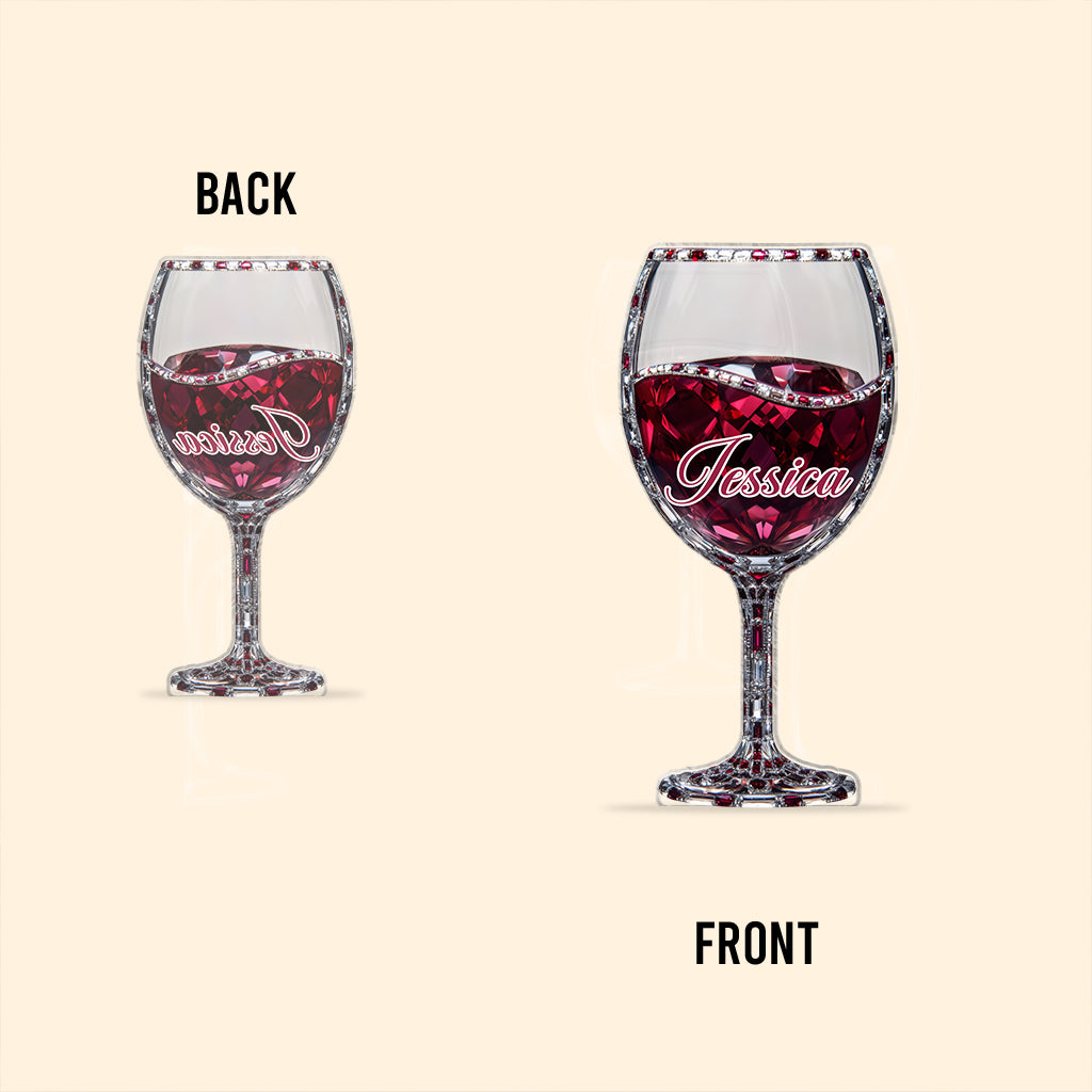 Einfach ein Mädchen, das Wein liebt – personalisierte, individuell geformte Acrylplakette mit Weinmotiv