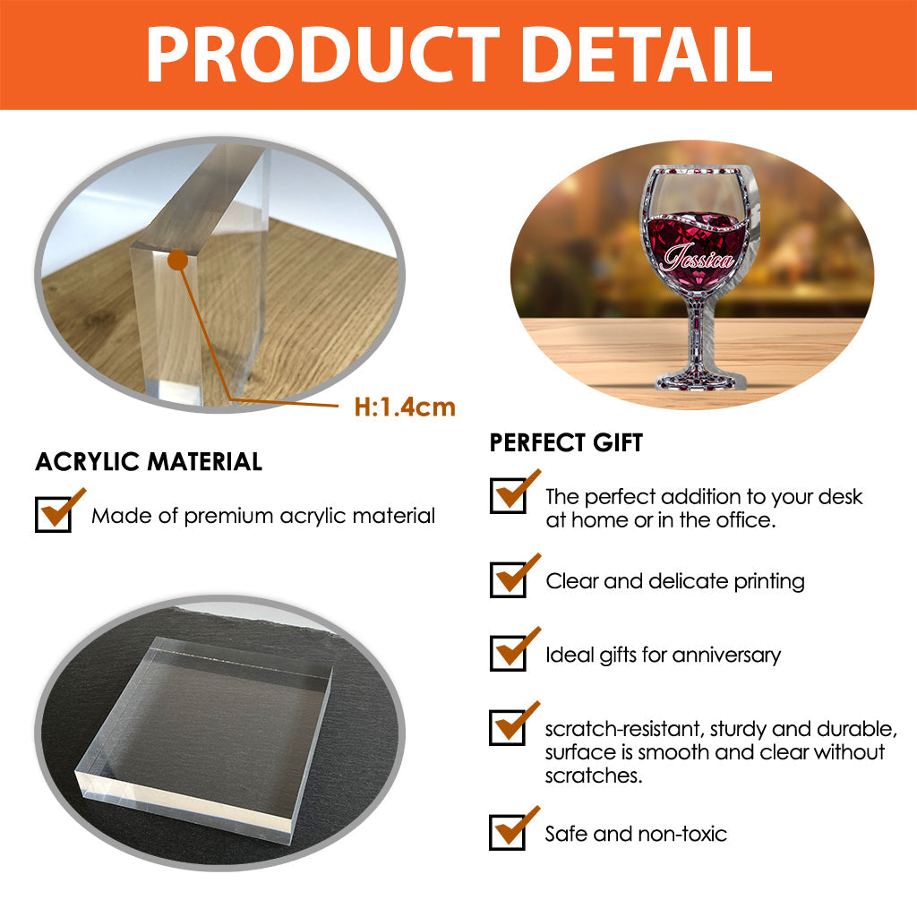 Einfach ein Mädchen, das Wein liebt – personalisierte, individuell geformte Acrylplakette mit Weinmotiv