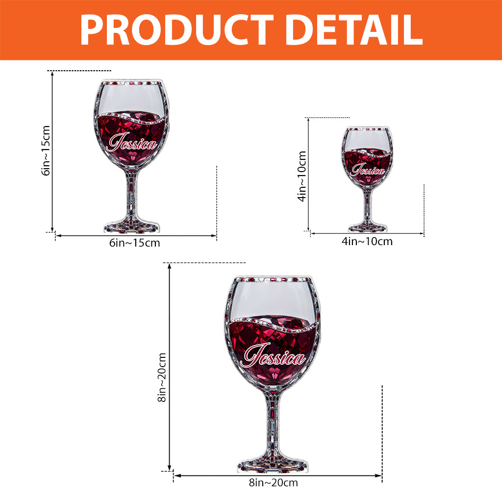 Einfach ein Mädchen, das Wein liebt – personalisierte, individuell geformte Acrylplakette mit Weinmotiv