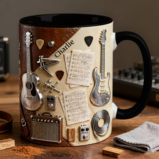 Gitarrist – Personalisierte Tasse und Untersetzer mit Gitarrenmotiv